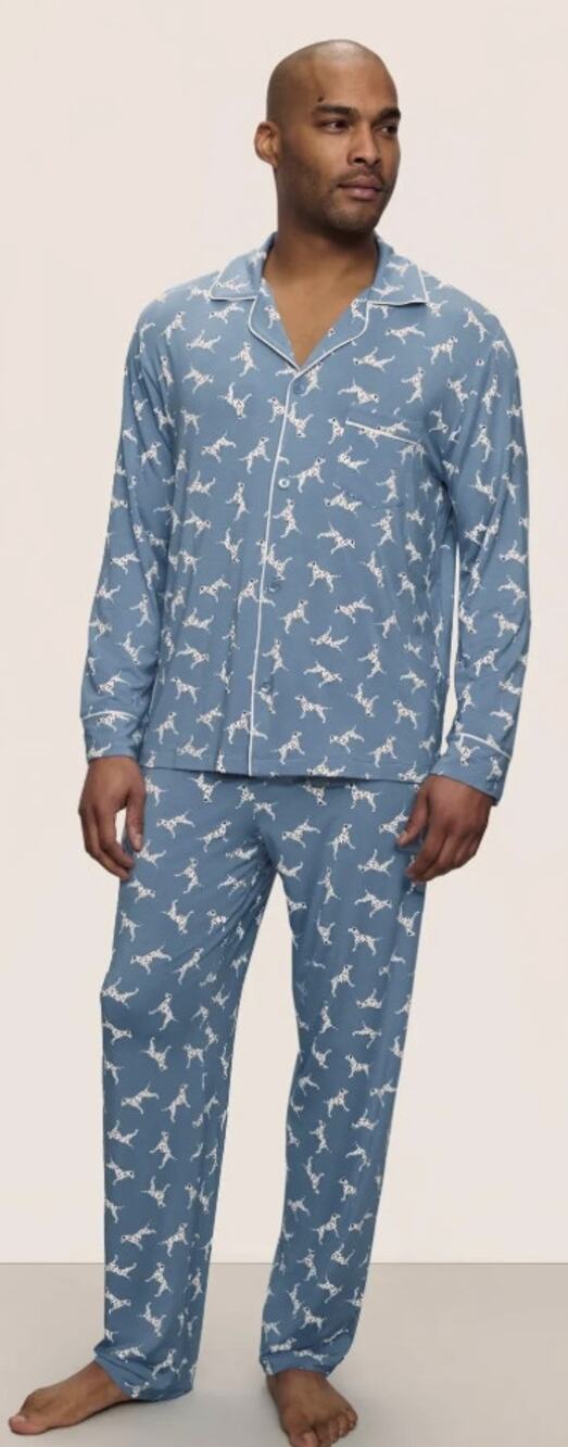 Eberjey Men's M William Printed Tencel Modal Long Sleeve PJ Top T3-12